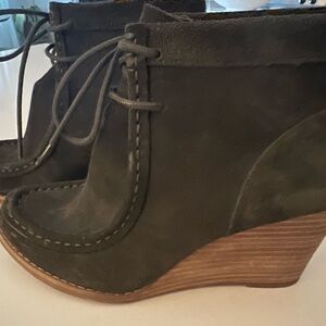 Lucky Brand Olive Green Wedge Bootie size 7.5